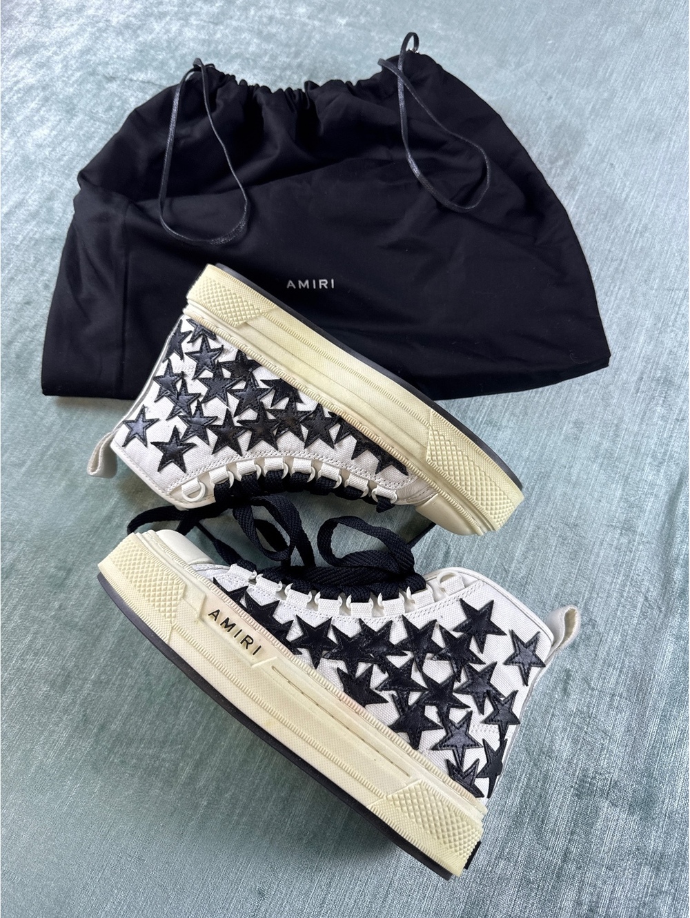 AMIRI Kids Stars Court High Sneakers White Black EU 33 US 2